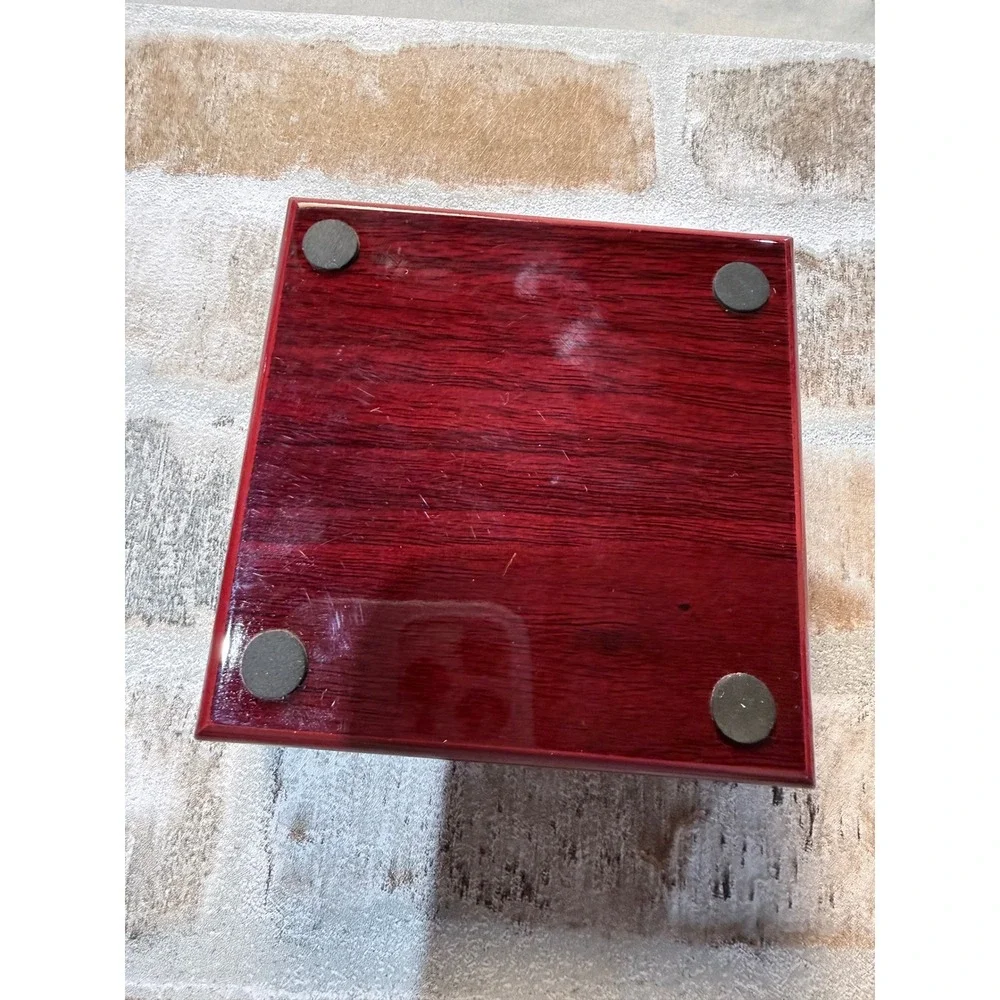Mahogany Wood LED Lighted Jewelry‎ Ring Box White Interior Gift Display Case